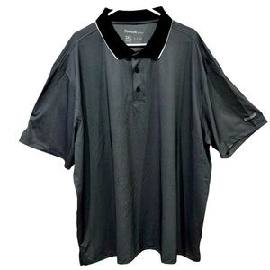 Reebok Men Polo Collared Golf Outdoors Performance Shirt Black Gray Size 3XL